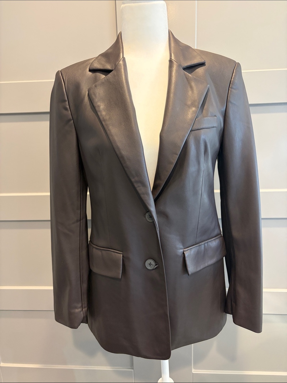 GAP Chocolate Brown Faux Leather Blazer